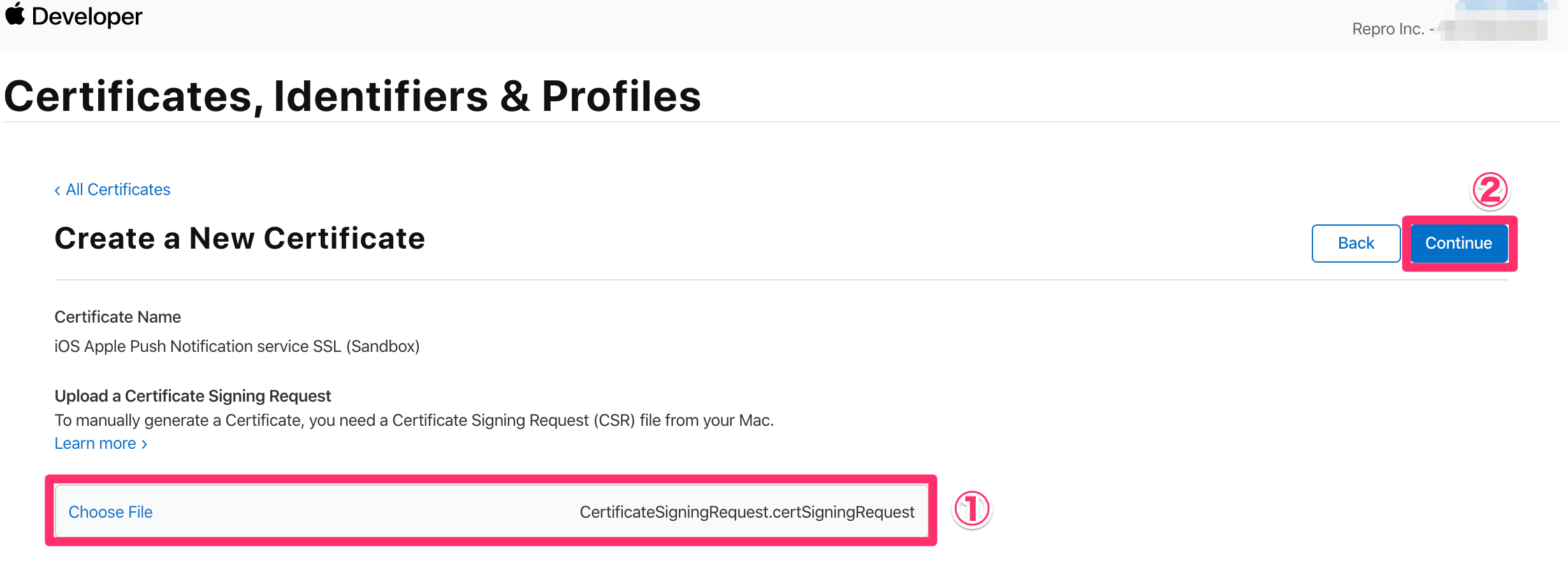 Upload CSR