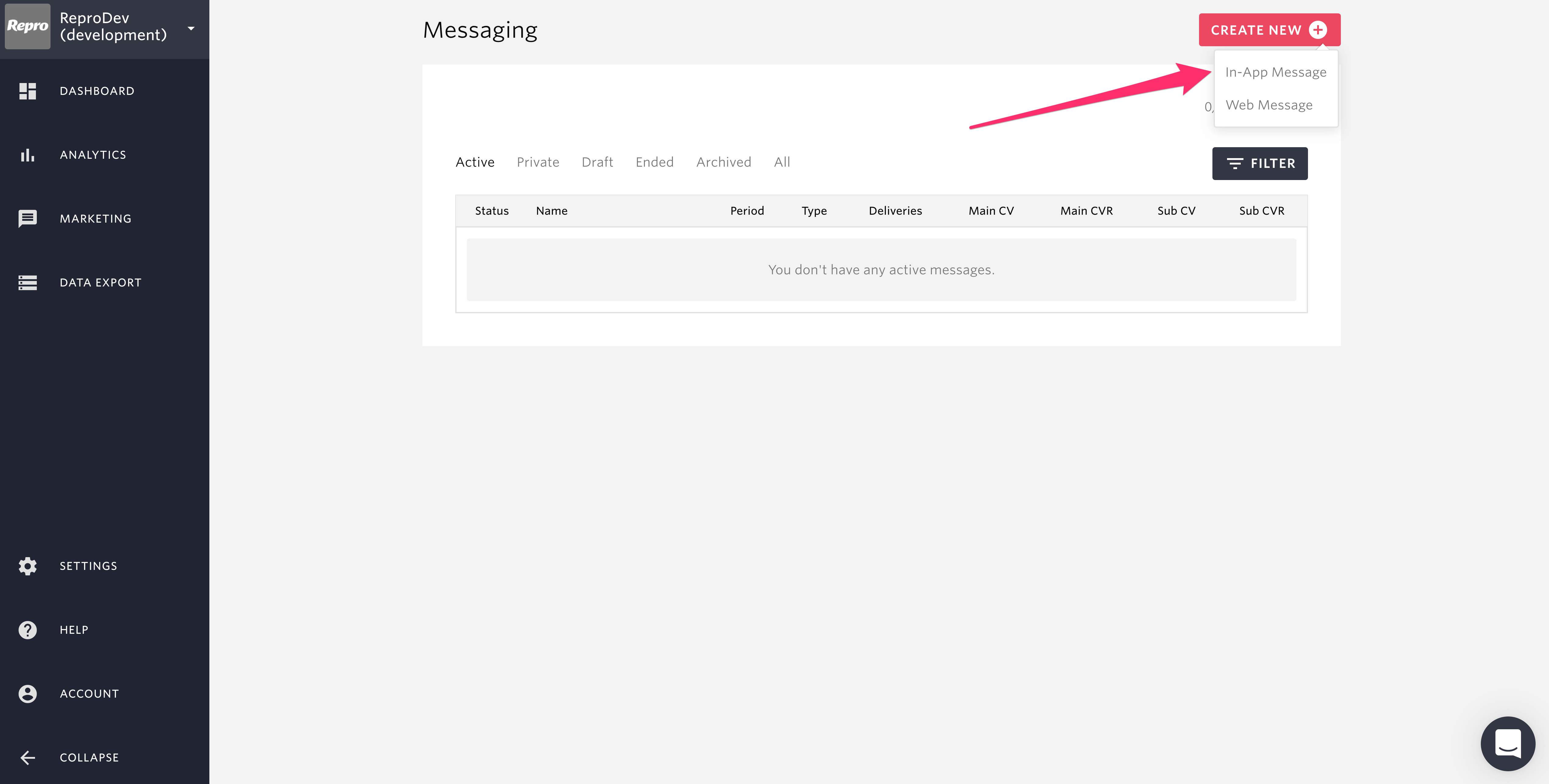 Create in-app-message