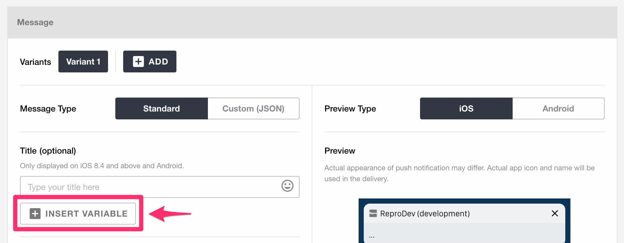 Liquid personalization insert variable button