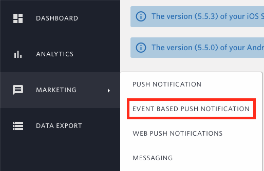 Move MARKETING -> EVENT BASED PUSH NOTIFICATION