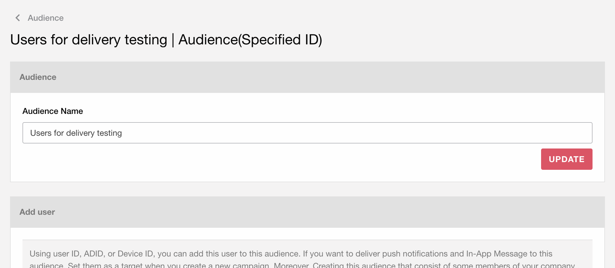 Create audience with specified ID