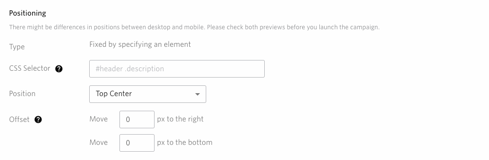 web message position relative form