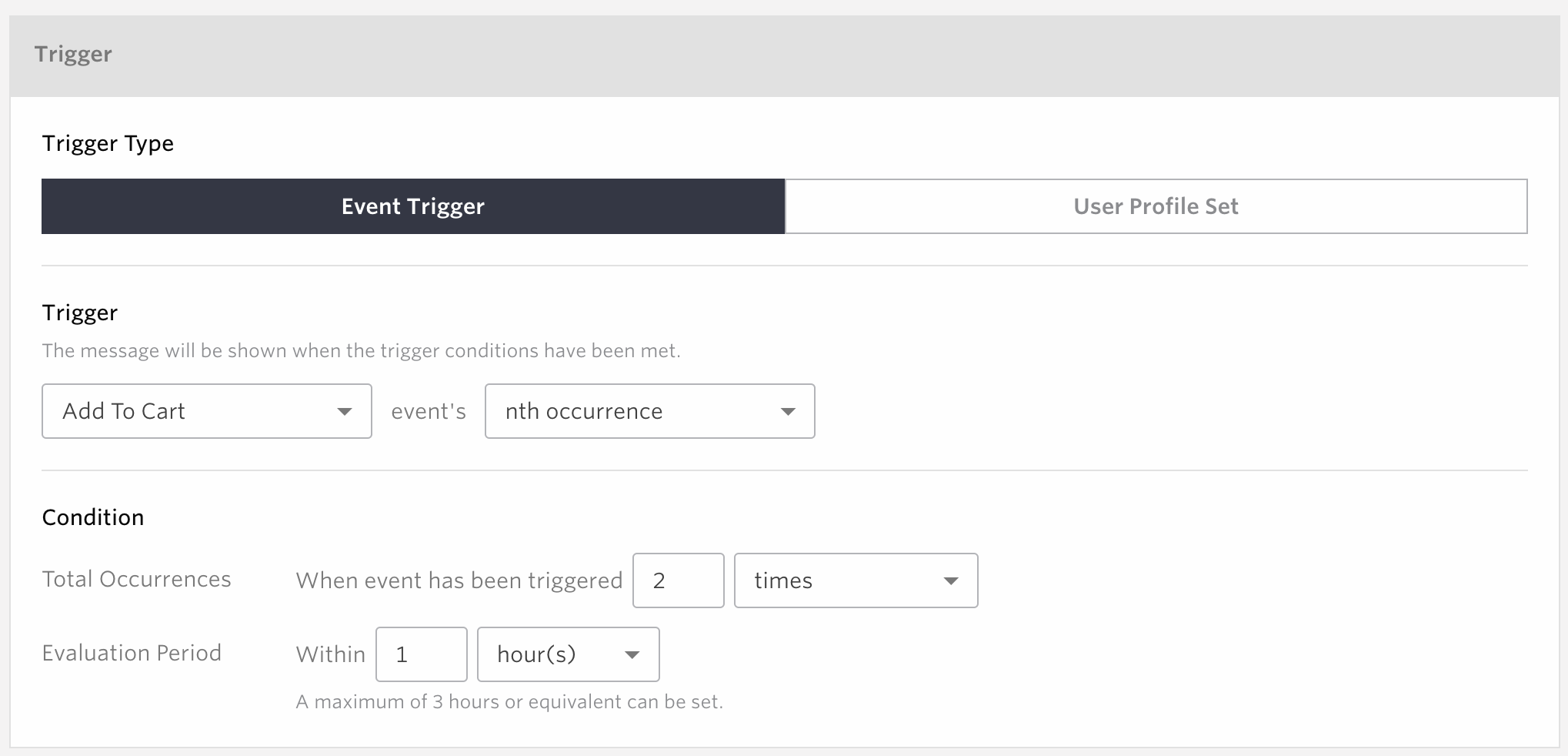 Web Message Event Trigger Occurrence