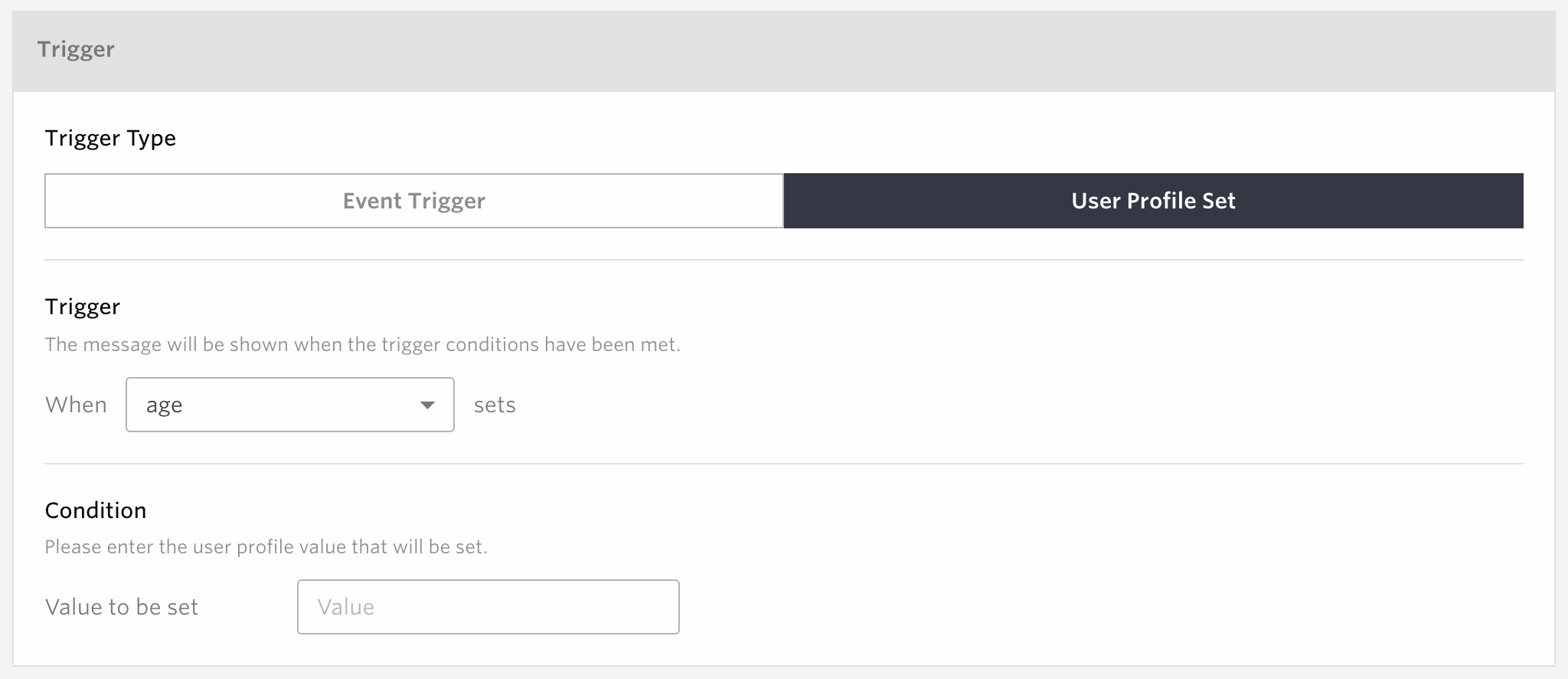 Web Message Trigger User Profile