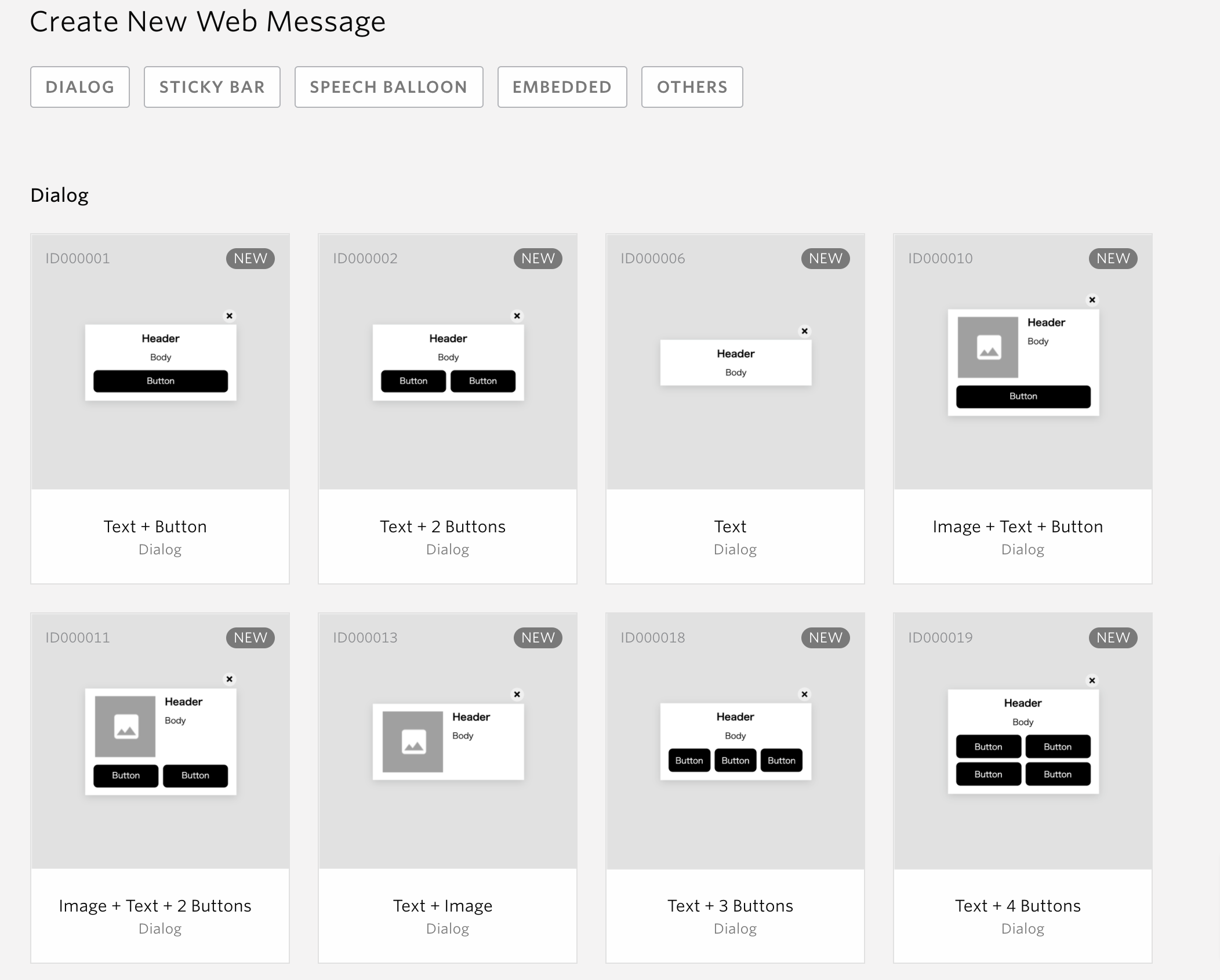 select web message template