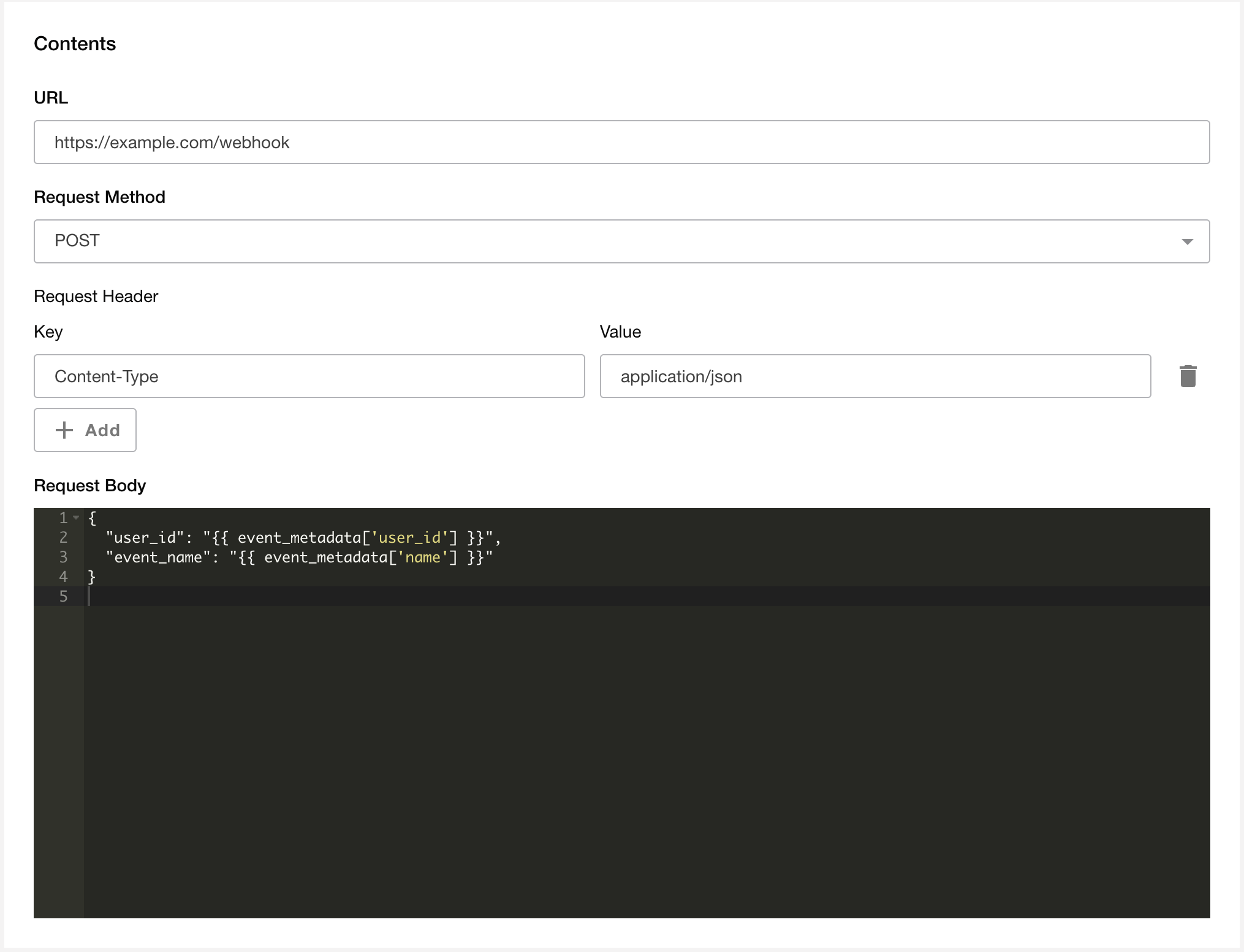 Contents input page